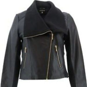 IMAN Global Chic Genuine Lamb Leather Moto Jacket